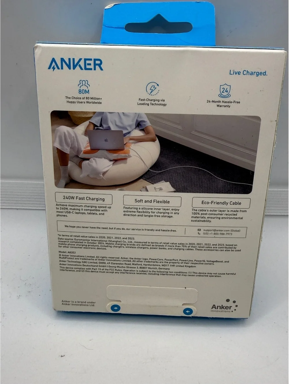 Anker Ultra-Soft USB-C to USB-C Charging Cable 6ft 240W Fast Charging Braided